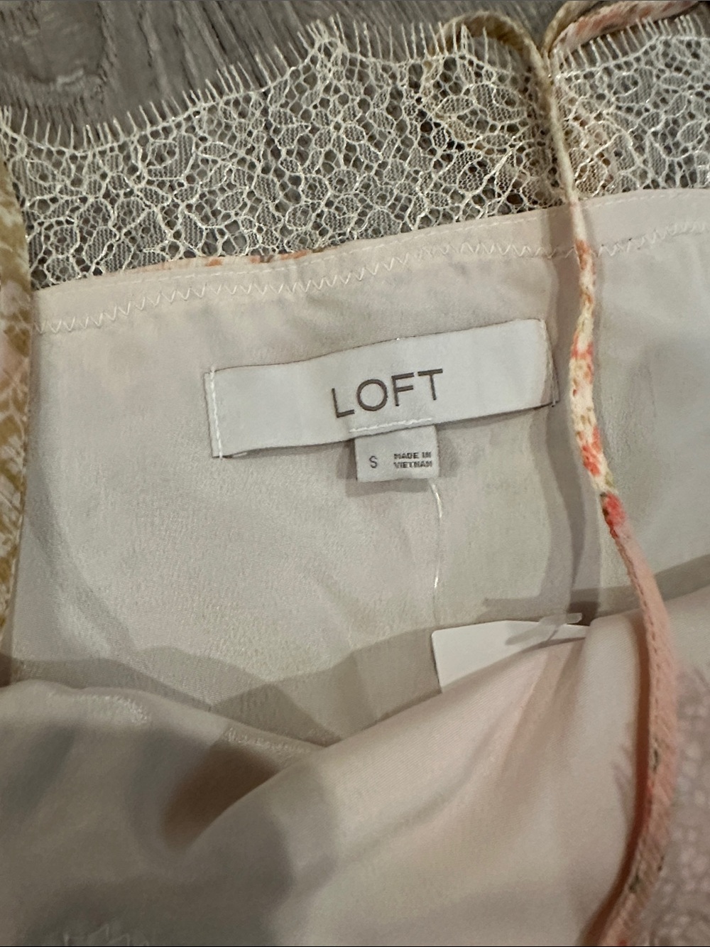 LOFT Floral Patchwork Lace-Trim Camisole in Blush and Olive - Women Tops - Picture 2 of 3